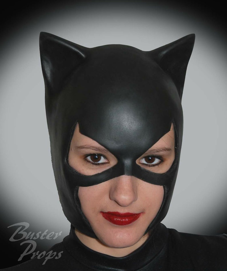 Catwoman rubber cowl with adjustable chin strap for cosplay | Etsy