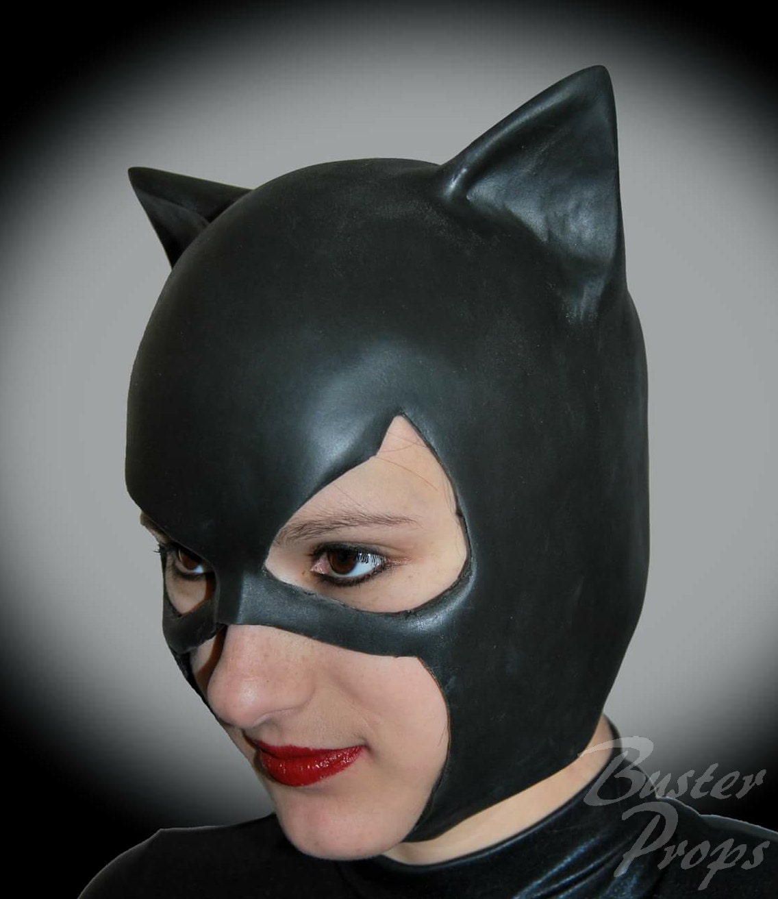 Catwoman rubber cowl with adjustable chin strap for cosplay | Etsy