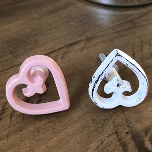 Knobs/Metal Knobs/Heart Knobs/Shabby chic knobs/Metal Cabinet Knob/Drawer Pulls Drawer Knobs Cabinet Knobs
