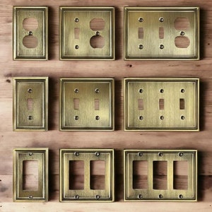 Antique Brass covers, FREE SCREWS, Switch Plates, Light Switch cover, Outlet , Switch plate, outlet plate covers, Switch Plates, Plug Cover