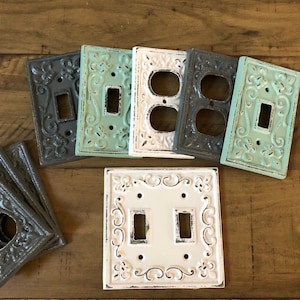 Light Switch Cover/Double light switch/cast iron switch/Light Switch Plate/Decorative wall Cover/ Outlet Cover/ Shabby Chic/ Metal Plate