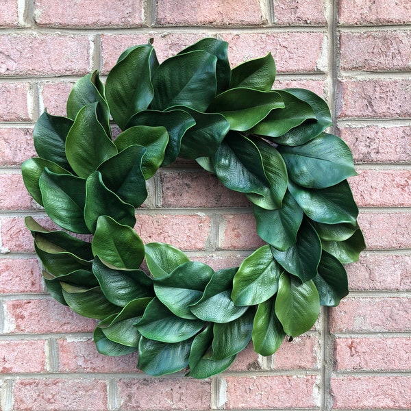 Sale/MAGNOLIA Wreath, Large 23-25" Magnolia leaf door wreath, Housewarming wreath, Farmhouse wreath,wedding gift, Wreath with burlap bow