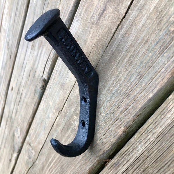 Black Railroad Spike Wall Hook, Cast Iron Railroad Spike Coat Hook, Railway Spike Wall Hook, Rustic Railroad Spike Hook