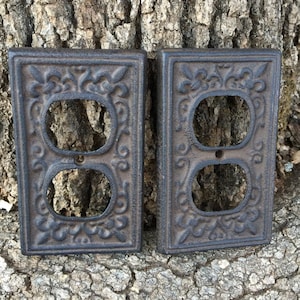 CLEARANCE/Cast Iron plug cover/Outlet Cover/Plug Cover/Cast Iron/Outlet Cover/Plug Plate/Decorative Cover/Ornate Plug Cover/Rustic Cover image 2