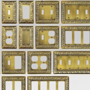 Antique Brass or Gold covers, FREE SCREWS, Switch Plates, Light Switch cover, Outlet , Switch plate, outlet plate covers,Switch Plates,