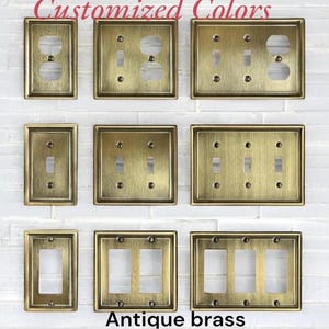 Antique Brass Light Switch Cover: Modern Metal Plate with Free Screws (20 colors)