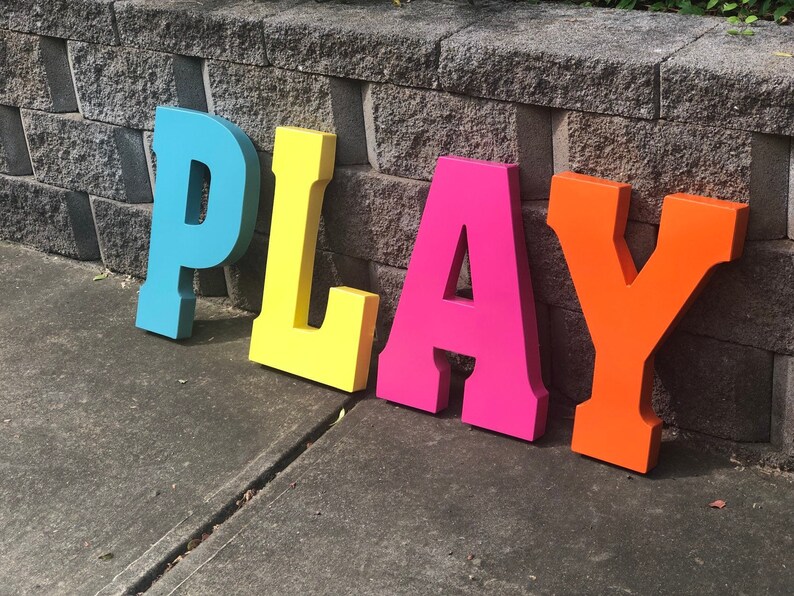 Play Word Sign Metal Word Art Playroom Decor Play Room Wall Etsy