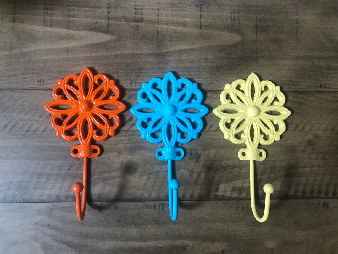 Cast Iron Flower wall hook/Towel Hook/Shabby chic hook/Coat Etsy