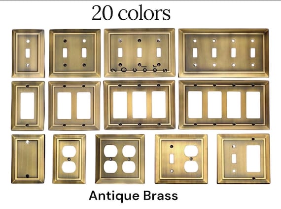 Antique Brass Light Switch Cover, Bronze Wall Plate (20 colors)