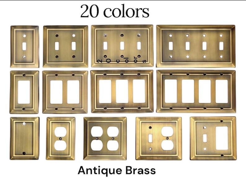 Antique Brass Light Switch Cover, Bronze Wall Plate (20 colors) image 1