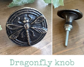 Sale/DRAGONFLY Metal Cabinet Knob/Metal dragonfly knob/ round knob/PICK COLOR  knob/Metal Bronze Knob Dresser Cabinet Drawer Pull
