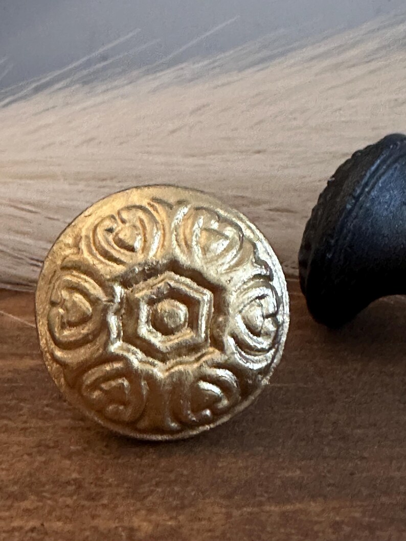 Embossed White Metal Knob - Shabby Chic Dresser Hardware image 3