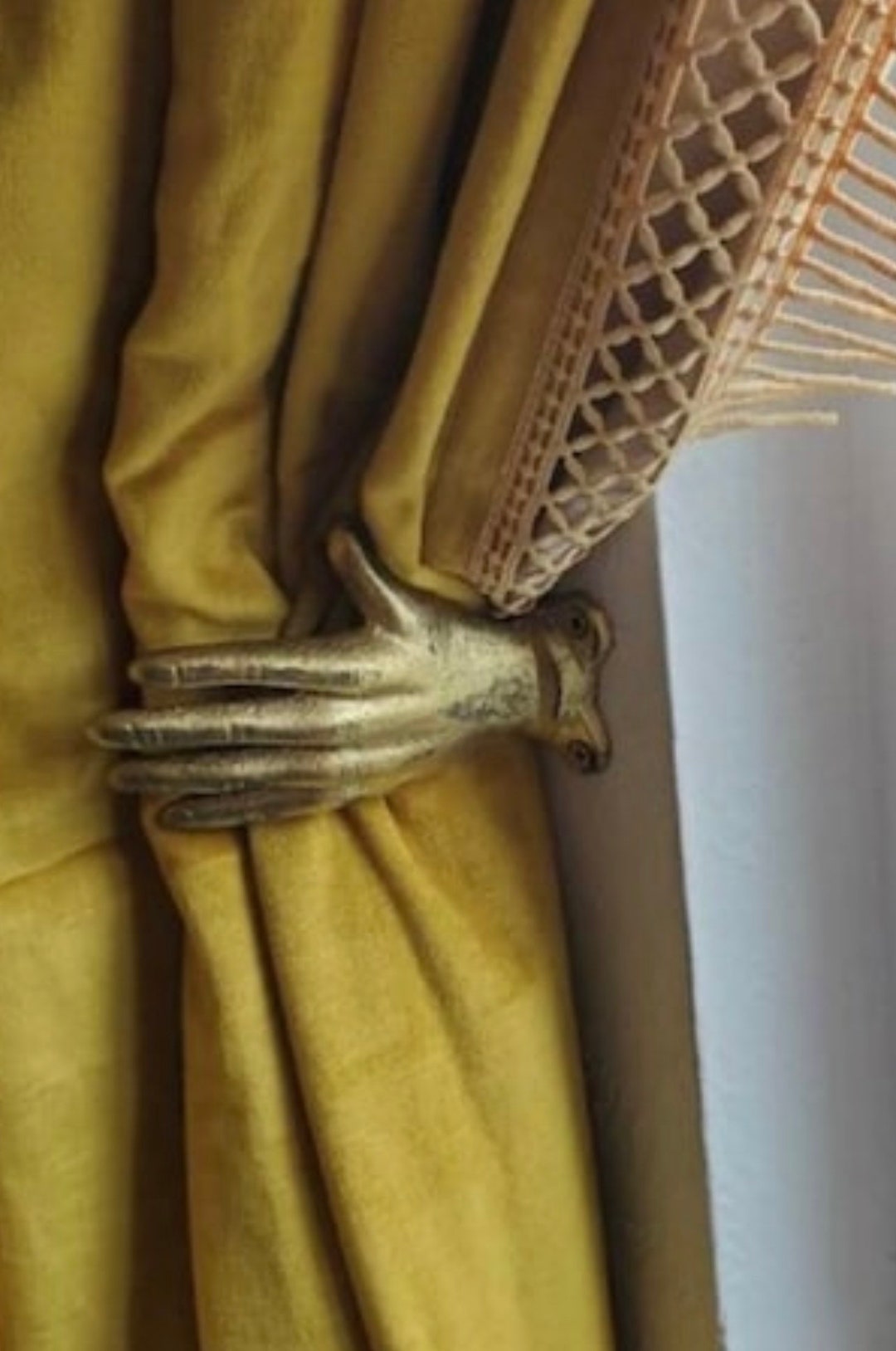 Gold Hand Hook, Curtain Holdback, Wall Hooks, Wall Hook, Coat Hook