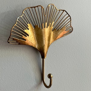 Gold Ginkgo Leaf Metal Wall Hook, gold hook, towel hook, wall hook, Coat hook, flower hook, wall decor, nature decor