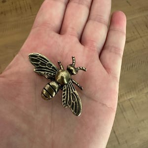 Brass Bee figurine, mini Bee decor, bee paperweight
