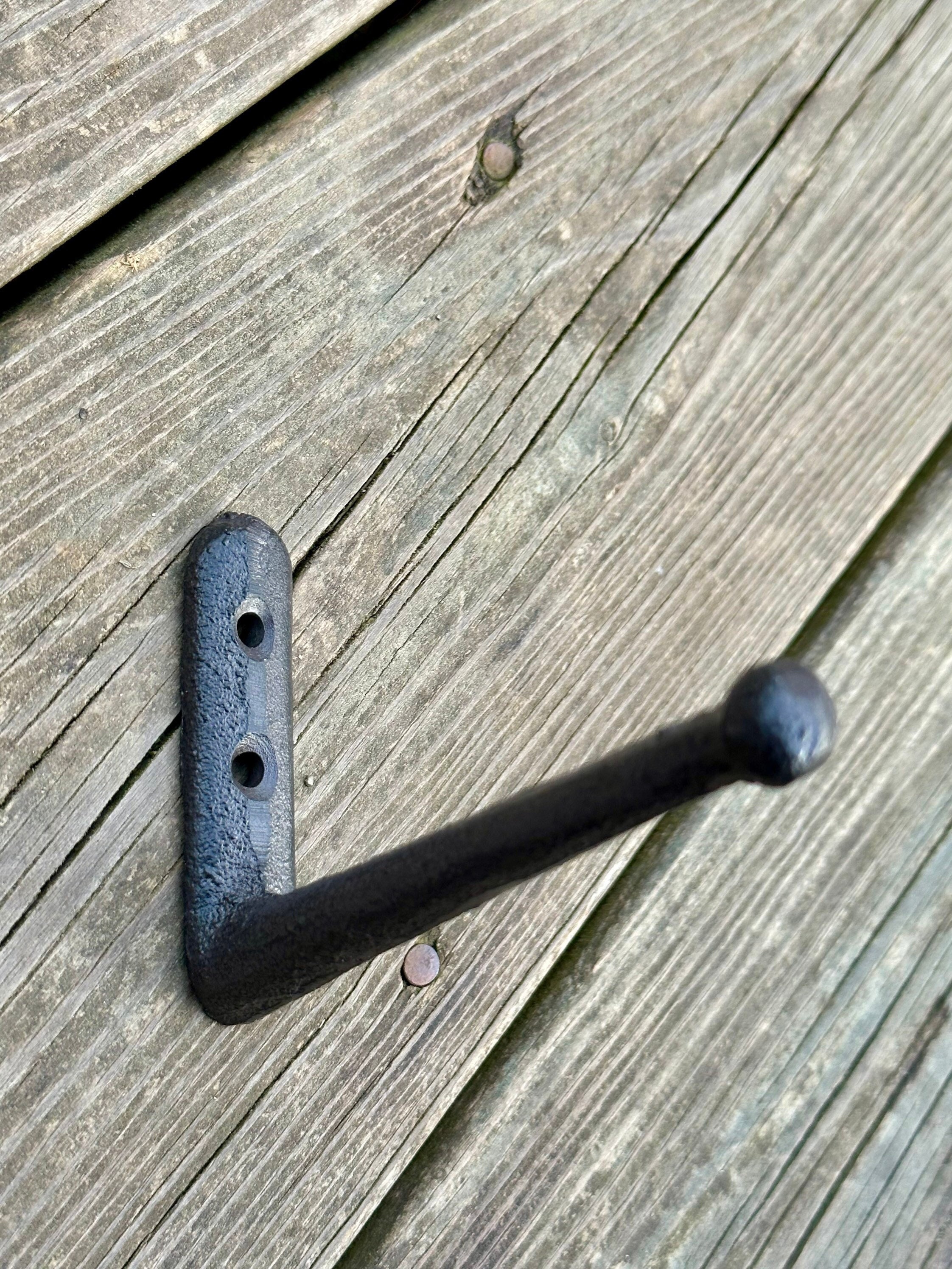 Dark Brown Cast Iron L-Shaped Heavy Duty Wall Hooks - Pack Of ? (Single Shown)