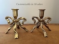 Vintage Gold Bow Candle Holder - Metal Taper Candle Stand PICK COLOR