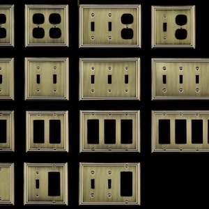 Antique Brass covers, FREE SCREWS, Switch Plates, Light Switch cover, Outlet , Switch plate,m, Switch Plates, quadruple rocker