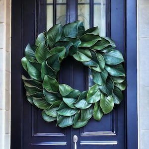 Sale/MAGNOLIA Wreath, Large 23-25&quot; Magnolia leaf door wreath, Housewarming wreath, Farmhouse wreath,wedding gift, Wreath with burlap bow