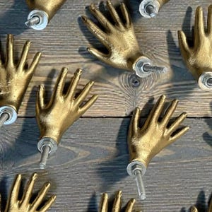 Bronze Hand Cabinet Knob - High Five Metal Drawer Pull