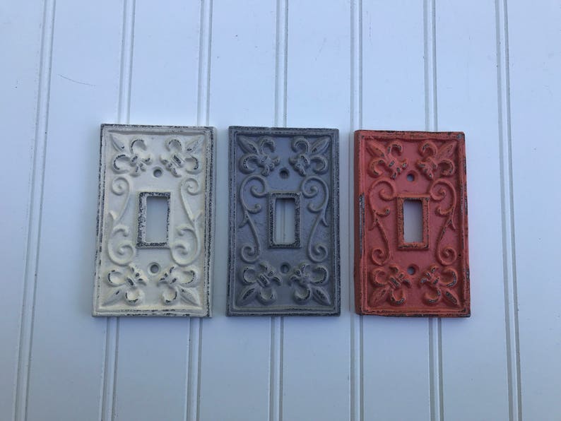 Light Switch Cover/Double light switch/cast iron switch/Light Switch Plate/Decorative wall Cover/ Outlet Cover/ Shabby Chic/ Metal Plate image 5