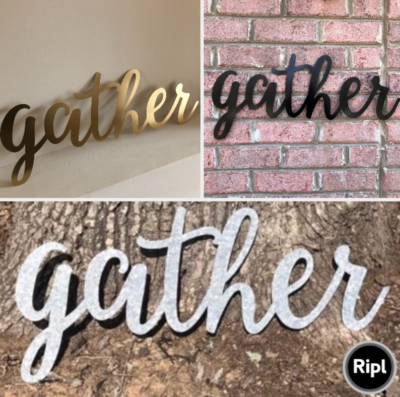 Sale Gold Metal Gather Sign Gather Wall Art Gather Etsy