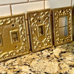 SALE/GOLD switch plates/single light switch cover/Nursery/Bedroom/Light Switch Plate/Pick color/Outlet Cover/GFI