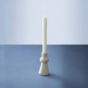 White Ceramic Taper Candle Holder / Candlestick Holder /Centerpiece / Minimalist  /Tabletop / Modern Decor