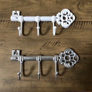 Distressed Cast Iron Skeleton Key Rack - Vintage Style Key Holder