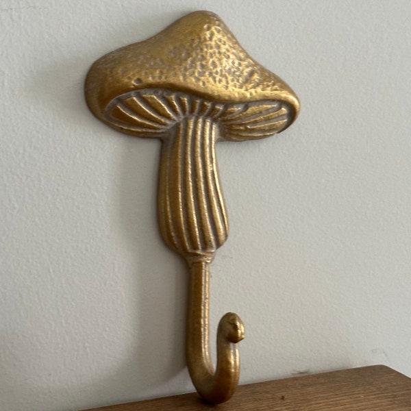 Mushroom  Metal Wall Hook, gold hook, towel hook, wall hook, Coat hook, flower hook, wall decor, nature decor