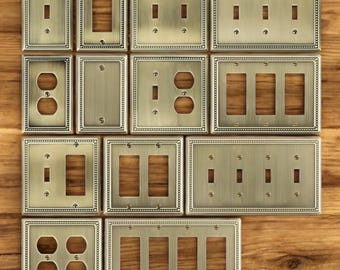 Antique Brass Switch Plate Cover, Decorative Metal Outlet Covers