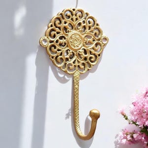 solid brass gold Boho style Hook, Brass Coat Hook,Wall Hanger, Vintage Hook, Gold Coat Hook, brass towel hook
