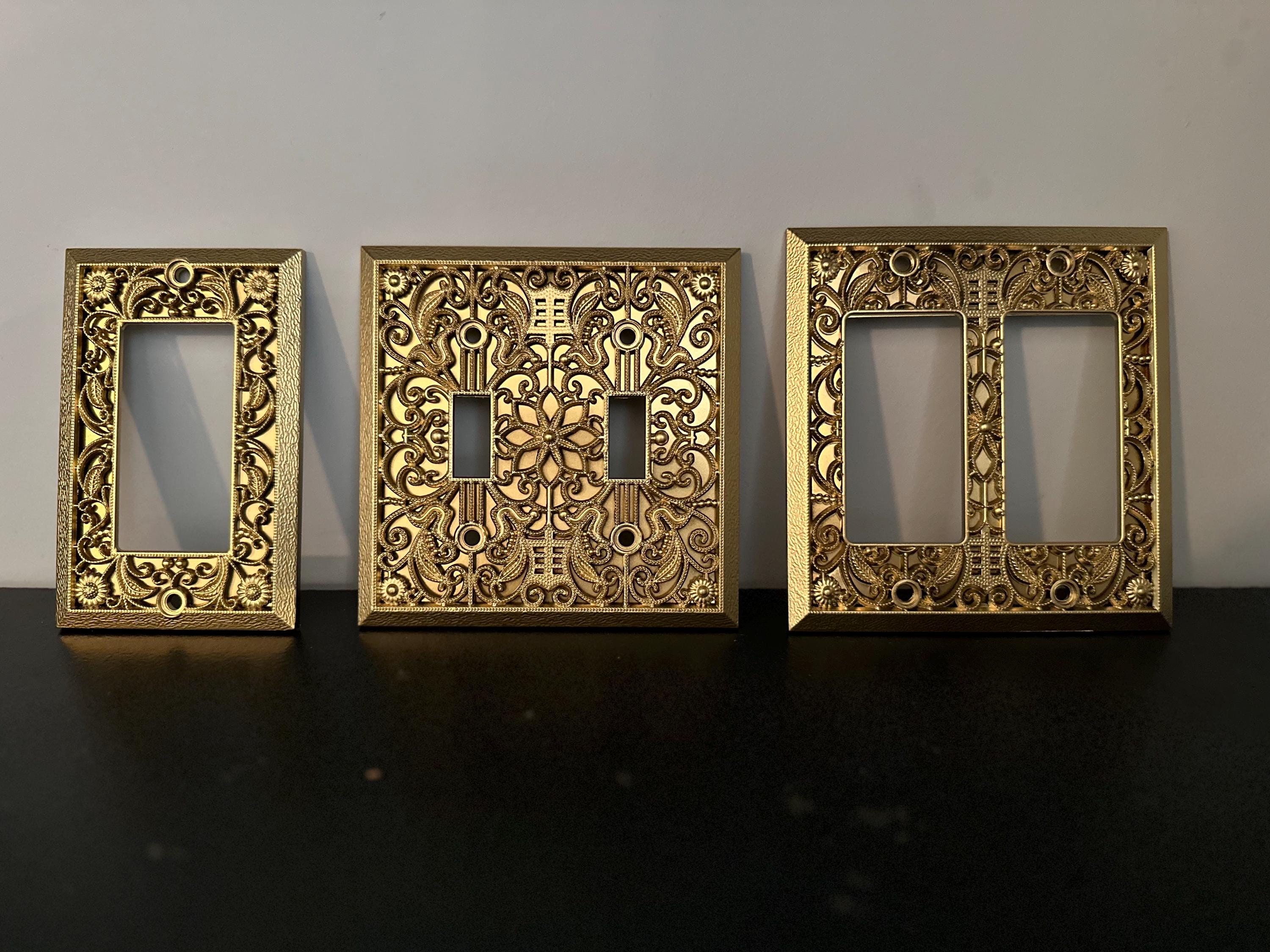 Ornate Gold Floral Light Switch Wall Decorative Plate Cover