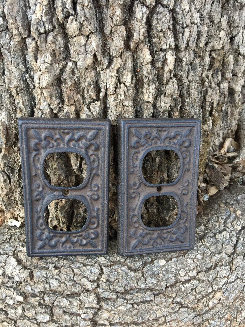 CLEARANCE/Cast Iron plug cover/Outlet Cover/Plug Cover/Cast Iron/Outlet Cover/Plug Plate/Decorative Cover/Ornate Plug Cover/Rustic Cover image 2