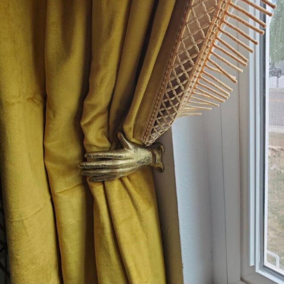 Curtain Holdbacks- antique brass distressed