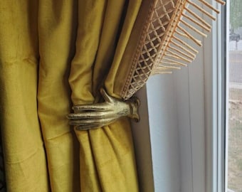 Pair of Vintage Brass Hooks French Curtain Tieback Curtain