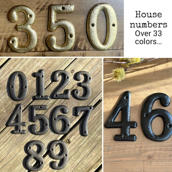 House numbers/FREE  SCREWS/Office numbers/ 0, 1,2,3,4,5,6,7,8,9 /Retro Cast Iron Numbers Numbers/ Address Numbers/Modern Number/Gold numbers