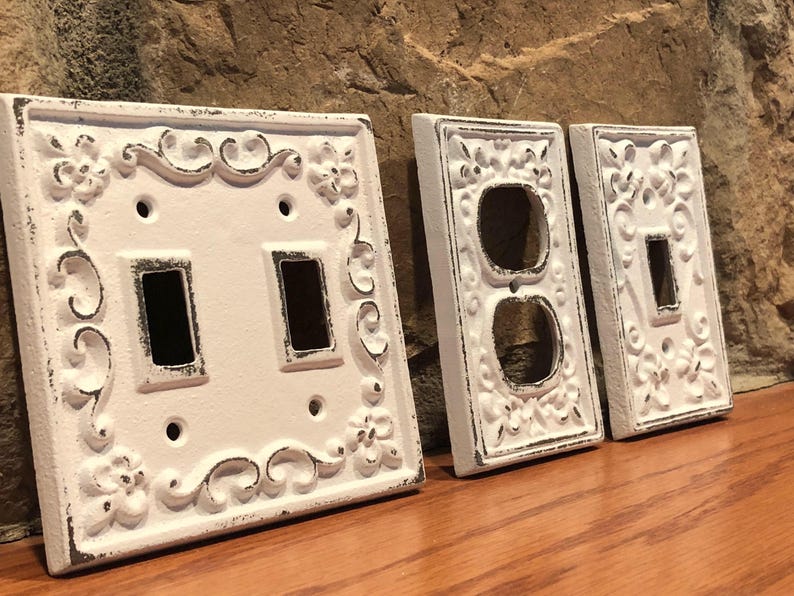 Light Switch Cover/Double light switch/cast iron switch/Light Switch Plate/Decorative wall Cover/ Outlet Cover/ Shabby Chic/ Metal Plate image 4