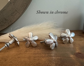 Gold Daisy Metal Knob, Shabby Chic Dresser Drawer Pull