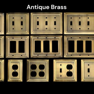 Modern Antique Brass or Gold or Bronze Light Switch Cover, Switch Plates, Outlet Covers, Plug, Rocker, GFI