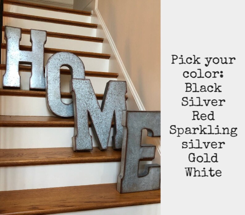 Extra Large Metal Letters Pick Color Galvanized Wall L Business 20 Inch