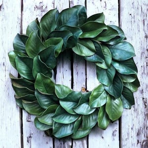 SALE/MAGNOLIA Wreath, Large 23-25&quot; Magnolia leaf door wreath, Housewarming wreath, Farmhouse wreath,wedding gift, Wreath with burlap bow,
