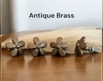 Gold Daisy Metal Knob, Shabby Chic Dresser Drawer Pull