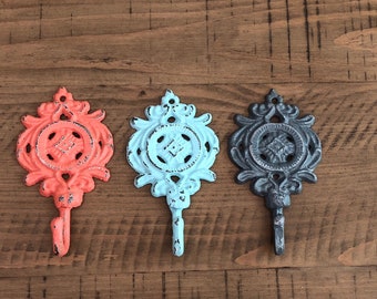 SALE/Decorative metal wall hook/Towel Hook/Shabby chic hook/Coat hook/Backpack hook/Nursery hook/Curtain hook/Cast iron wall hook/