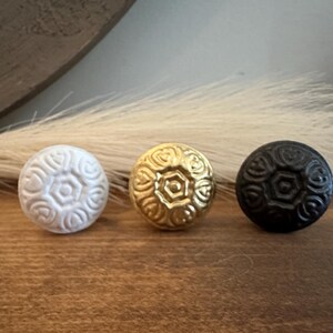 Embossed White Metal Knob - Shabby Chic Dresser Hardware image 4