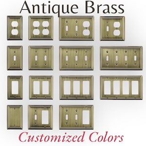 Antique Brass Switch Plate Cover, Multiple Styles, Free Screws (10 colors)