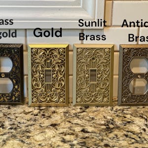 Ornate gold or BRASS covers, Switch Plates, FREE SCREWS, Light Switch cover, Outlet , Switch plate, outlet plate covers,Switch Plates,Plug