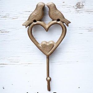 Brass Black or Gold love birds bird  Wall Hook for Towels, keys, Coats, Robes, Jewelry