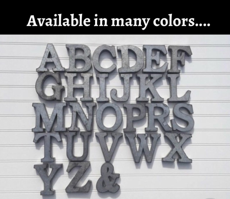 Painted Metal Letters Wall Decor Galvanized Love Wedding Rustic Initial Nursery Shelf 4