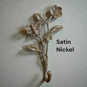 Brass or Gold Bee Flower Wall Hook for Towels, keys, Coats, Robes, Jewelry